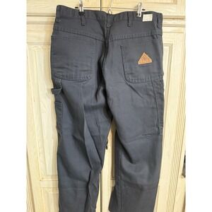 Bulwark FR Pants Mens 38x37 Navy Carpenter Straight Leg Canvas Utility Workwear